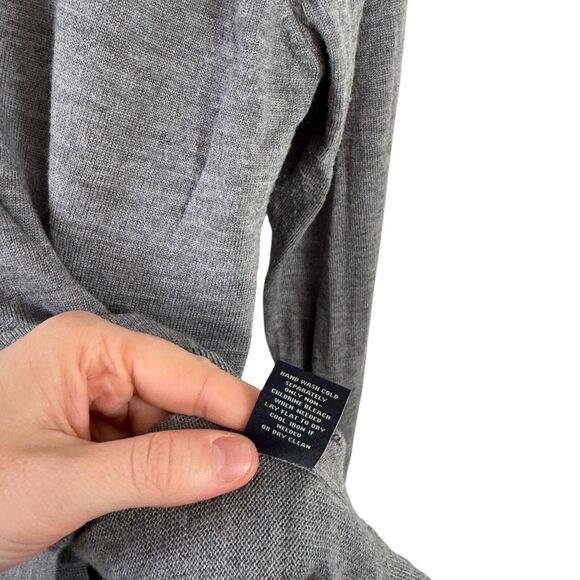 Hart Schaffnet Marx Extra Fine Merino Wool Sweater Grey V-Neck FLAW Mens XLT - Picture 6 of 8